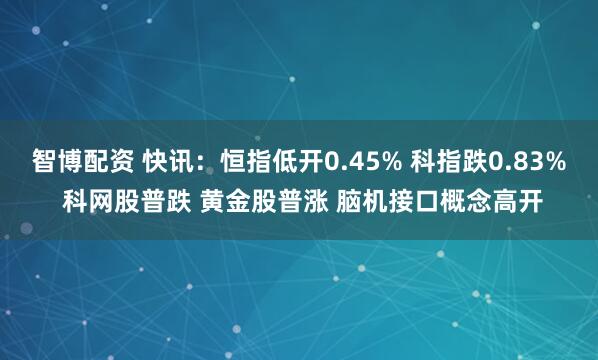 智博配资 快讯：恒指低开0.45% 科指跌0.83% 科网股普跌 黄金股普涨 脑机接口概念高开